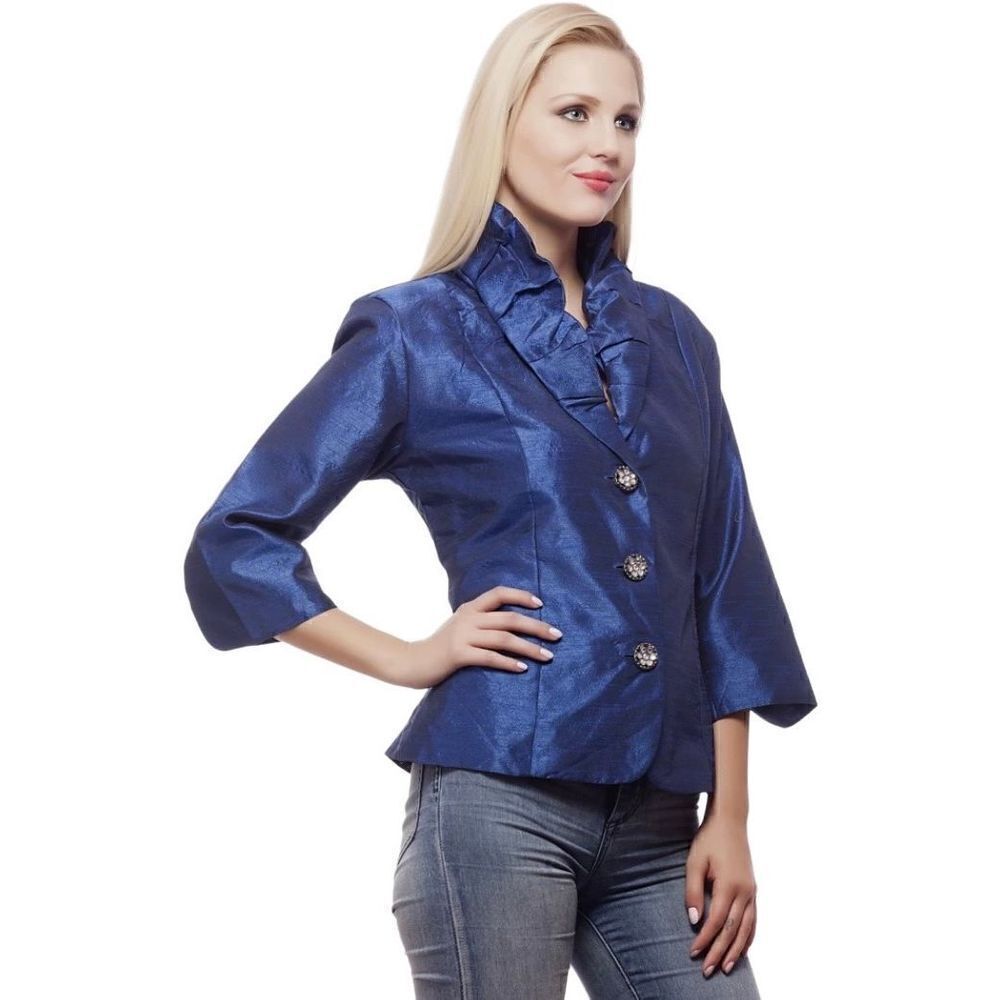 Kasper women’s blue shimmer evening classic jacket 10 P